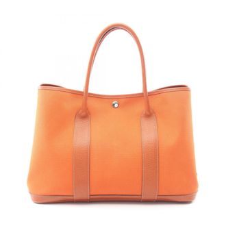 Herm&egrave;s Brown Potiron Buffalo Leather Toile Officier Handbag Tote Bag (Pre-Owned)