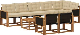 vidaXL Conjunto De Sof&aacute;s De Exterior 9 Uds. Natural Y Beige Vidaxl