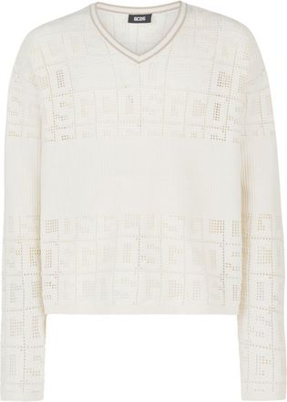 GCDS monogram-macramé jumper - men - Cotton/Acrylic - M - White