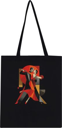 Generic Tango Dancers Abstract Geometric Art | Vintage Dance Illustration | Classic Tote Bag, Black, One Size