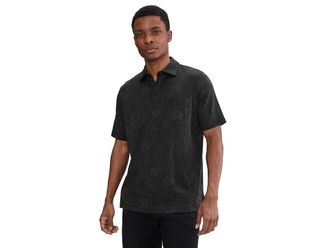 Johnston & Murphy Evans Jacquard Polo Mens Clothing Black Paisley : 2XL, Cotton/Polyester