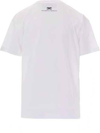 Elisabetta Franchi Womens Short-Sleeve T-Shirt Chalk Cotton T-Shirts & Jerseys