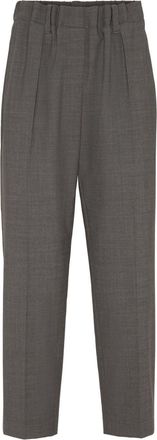 Brunello Cucinelli gathered high-waisted trousers - women - Spandex/Elastane/Nylon/Virgin Wool - 50 - Grey