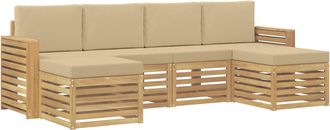 vidaXL Conjunto De Sof&aacute;s De Exterior 6 Uds. Y Beige Poli&eacute;ster Vidaxl