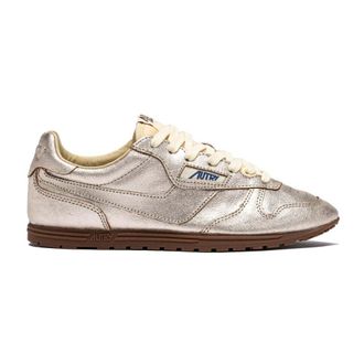 Autry Sneakers, female, Gray, Size: 10 US Gold Metallic Retro Sneaker