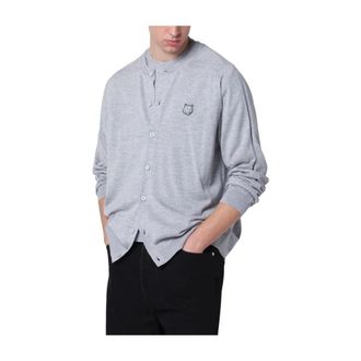 Maison Kitsun&eacute; Fox Head Cardigan - male - Maison Kitsun&eacute; - Cardigans - Gray - 2XL - Knitwear