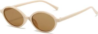Generic Small Frame Mens Vacation Sunglasses Shopping Womens Commuter Sun Glasses(Beige)