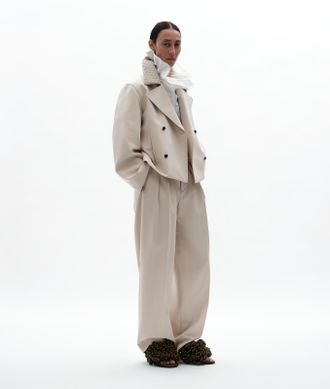 Bottega Veneta Wool Cotton Pants - Beige - Women - 36
