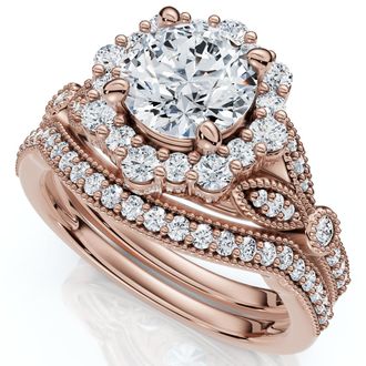 Pompeii3 1 1/2Ct Eloise Diamond Engagement Ring Set 14k Gold or Platinum