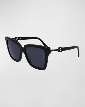 Ferragamo Gancini Square Acetate Sunglasses
