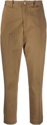 Polo Ralph Lauren Casual beige broek met platte voorkant - Dames - Slim Fit Broeken - Beige - 3XL - Katoen - Broeken
