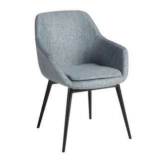 Angel Cerd&aacute; Greyish-Blue Marbled Fabric Dining Chair with Black Steel Legs in Blue