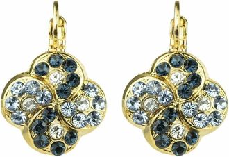 Mariana Womens Swirl Cluster Crystal Earrings In Gold