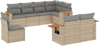 vidaXL Vidaxl - Juego De Sof&aacute;s De Jard&iacute;n Con Cojines Beige 8 Pzas Rat&aacute;n Pe
