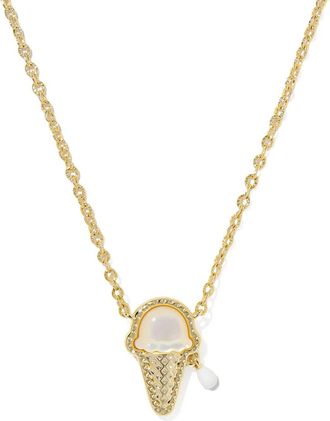 Kendra Scott Womens Ice Cream Short Pendant Necklace In Gold Ivory Mother Of Pearl