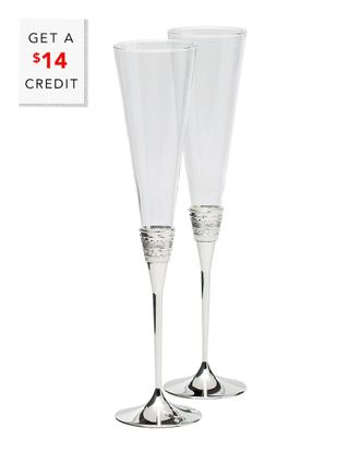 Wedgwood Vera Wang For Wedgwood With Love Toasting Flute Pair With $14 Credit