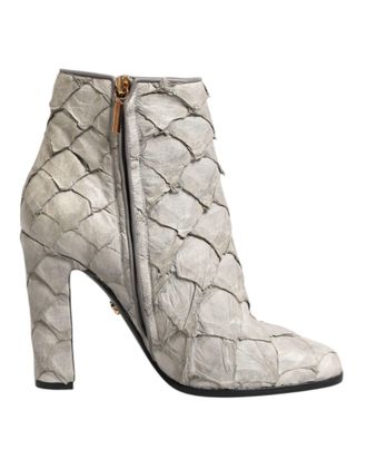 Dolce & Gabbana Off White Leather Heels Ankle Boots Womens Shoes