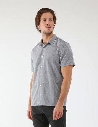 Glyder Zephyr Shirt in Black/white Stripe Print at Nordstrom, Size Xx-Large