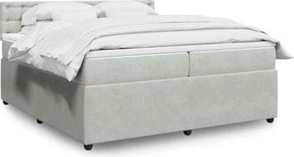 vidaXL Vidaxl - Cama Box Spring Con Colch&oacute;n Terciopelo Gris Claro 200x200 Cm