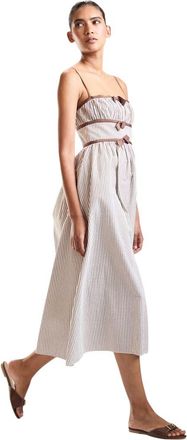 Cynthia Rowley Seersucker Midi Dress in Brown Pinstripe at Nordstrom, Size 10