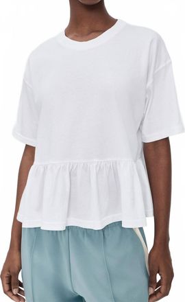 The Great. The Oversized Ruffle Peplum Tee In White