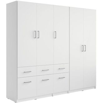 Vente-Unique Armadio 5 ante e 6 cassetti L228 cm Bianco - BELOMY