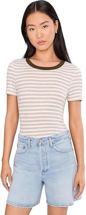 Michael Stars Jenny Ringer T-Shirts Womens Clothing Oatmeal/White/Caper : XL (US 10-12), Rayon/Spandex