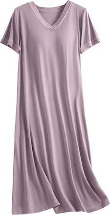 Generic Nightdress Womens Nightdress 95% viscose made from 5% spandex Elegant Knit Sleepwear Pajama Sleeping Lounging (Purple, M)