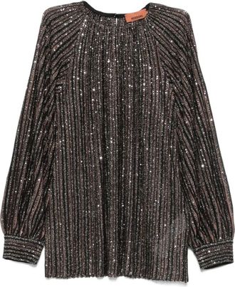 Missoni Bruin en Zwart Stijlvolle Trui - Dames - Blouses - Veelkleurig - M - Overhemden