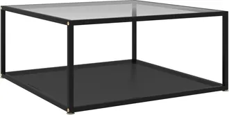 vidaXL Mesa De Centro Vidrio Templado Transparente Y Negro 80x80x35 Cm Vidaxl