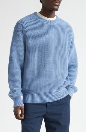 Palmes Fisherman Stitch Cotton Sweater in Baby Blue at Nordstrom, Size X-Large
