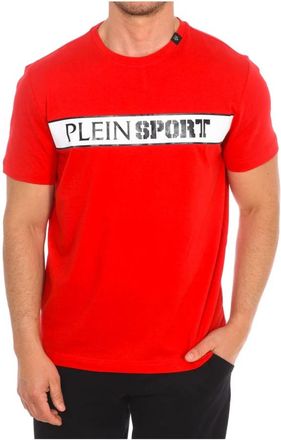 Plein Sport T-shirt met korte mouwen en merkprint - Heren - Sportshirts - Rood - XL - Katoen - Fitness