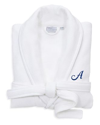 Linum Home Textiles Monogrammed Waffle Small/Medium Terry Bathrobe, (A-Z)
