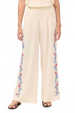 Johnny Was Elizabeth Wide Leg Pleat Pant In Ecru