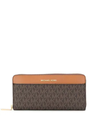 Michael Michael Kors monogram print wallet - women - PVC - One Size - Brown