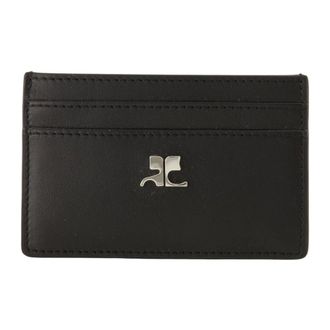 Courr&egrave;ges Accessoires, Dames, Zwart, ONE Size, Leer, AC Logo-Plaque Kaarthouder