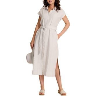 Tommy Bahama Summer Isle Linen & Cotton Midi Shirtdress in Khaki Sand at Nordstrom, Size X-Small