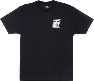 Obey Zwarte Iconische Crew Neck T-Shirt voor Mannen - Heren - T-shirts - Zwart - S - Katoen - Tops