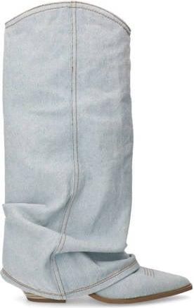 Sacha denim cowboylaarzen met flap blauw