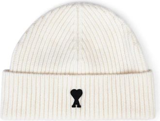 Ami Hart Beanie Off White/Black - unisex - Hoeden - Wit - ONE Size - Accessoires