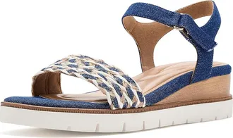 Easy Spirit Edythe Womens Wedge Shoes Dark Blue Denim/White : 6.5 M (B), Faux Leather