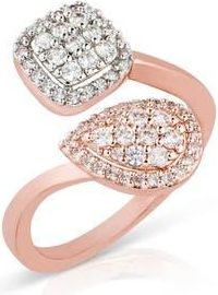 Kenneth Jay Lane Pav&eacute; Cubic Zirconia Bypass Ring in Silver/Rose Gold at Nordstrom Rack, Size 7