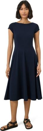 Pact Fit & Flare Ballet Neck Dress Made With Organic Cotton in Navy at Nordstrom, Size Xx-Large