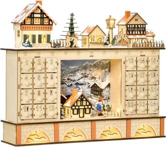 HOMCOM Calendario de adviento 44x10x37 cm madera natural