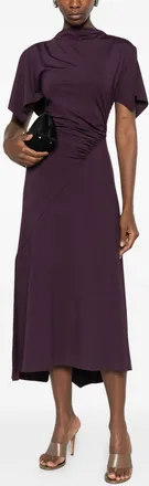 Victoria Beckham Womens Midi Coat Blousey Purple Dress