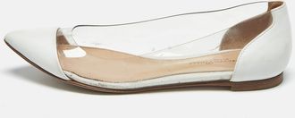 Gianvito Rossi White/transparent Leather And Pvc Plexi Pointed Toe Ballet Flats