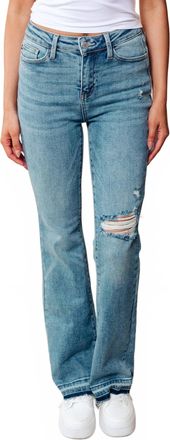 Judy Blue Mid Rise Distressed Released Hem Bootcut Jeans In Medium Wash