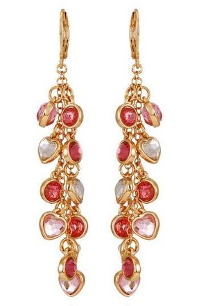 Guess Heart Crystal Linear Drop Earrings in Gold Tone at Nordstrom Rack
