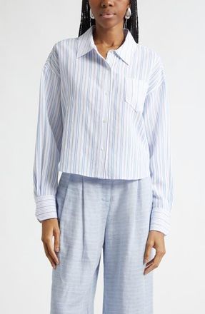 Ramy Brook Marnie Stripe Shirt in Blue Stripe Combo at Nordstrom, Size Xx-Large