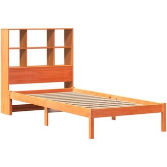 vidaXL Cama Con Estanter&iacute;a Sin Colch&oacute;n Madera Maciza Marr&oacute;n 75x190 Cm Vidaxl